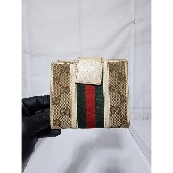 Authentic GUCCI GG Guccissima Sherry Line Biford Compact Wallet Cream/Beige - Picture 14 of 14